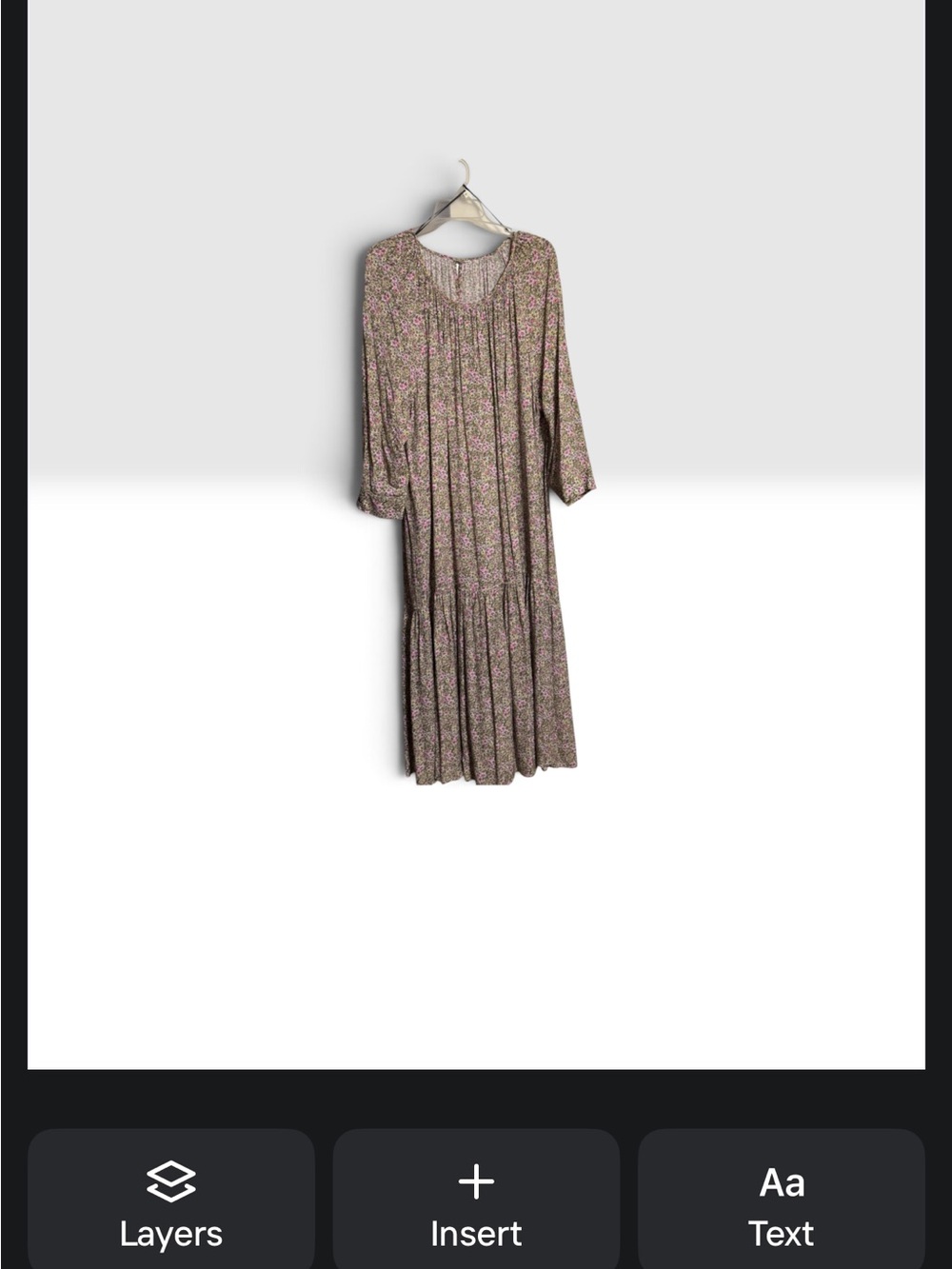Target Brown and Pink Floral Tiered Long-Sleeve Maxi Dress